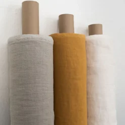 Gardintyger Enfärgade|Linnetyger<Nordisk Textil Verone Linne Ockra – Stentvättat 100 % Lin