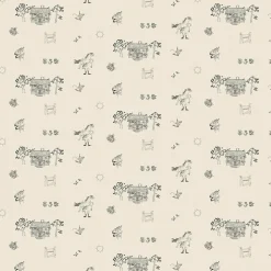 Gardintyger Mönstrade|Barnmönster<Arvidssons textil Villa Villekulla beige tyg