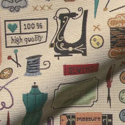 Mönstrade Möbeltyger< Vintage sewing atelier möbeltyg med vintage sybehör och symaskiner