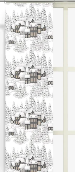 Julgardiner|Panelgardiner<Arvidssons textil Vinterbyn grå panelgardin