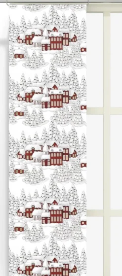 Julgardiner|Panelgardiner<Arvidssons textil Vinterbyn röd panelgardin