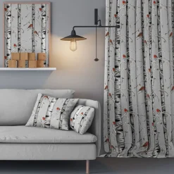 Gardiner Mönstrade|Julgardiner<Arvidssons textil Vinterdungen grå gardiner