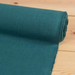 Gardintyger Enfärgade|Linnetyger<Nordisk Textil Washed lin/bomull petrol tyg