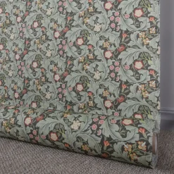 Arts & Crafts Tyger|Gardintyger Mönstrade<Nordisk Textil Willow grön tyg