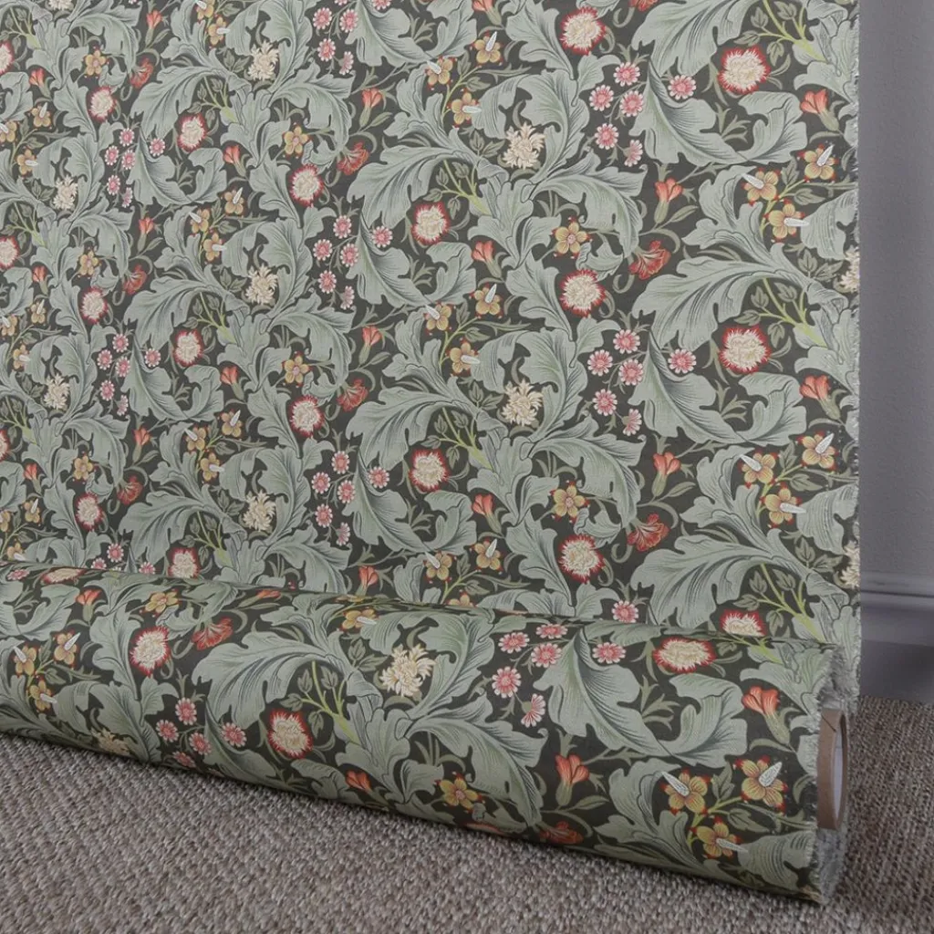 Arts & Crafts Tyger|Gardintyger Mönstrade<Nordisk Textil Willow grön tyg